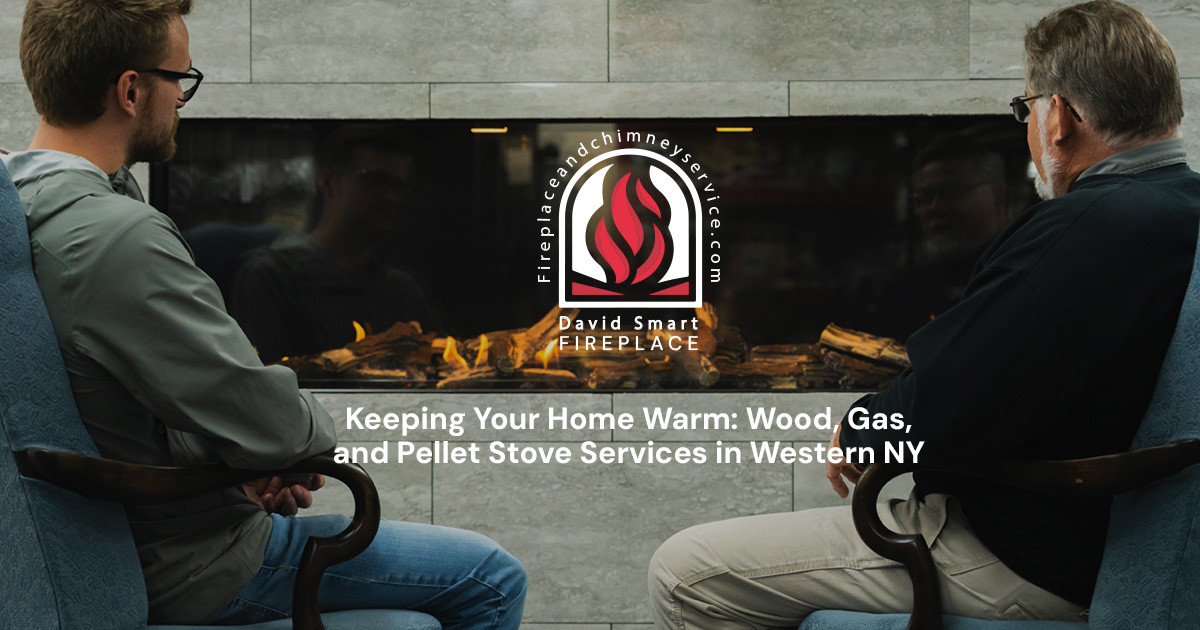 two men sitting in front of a fireplace