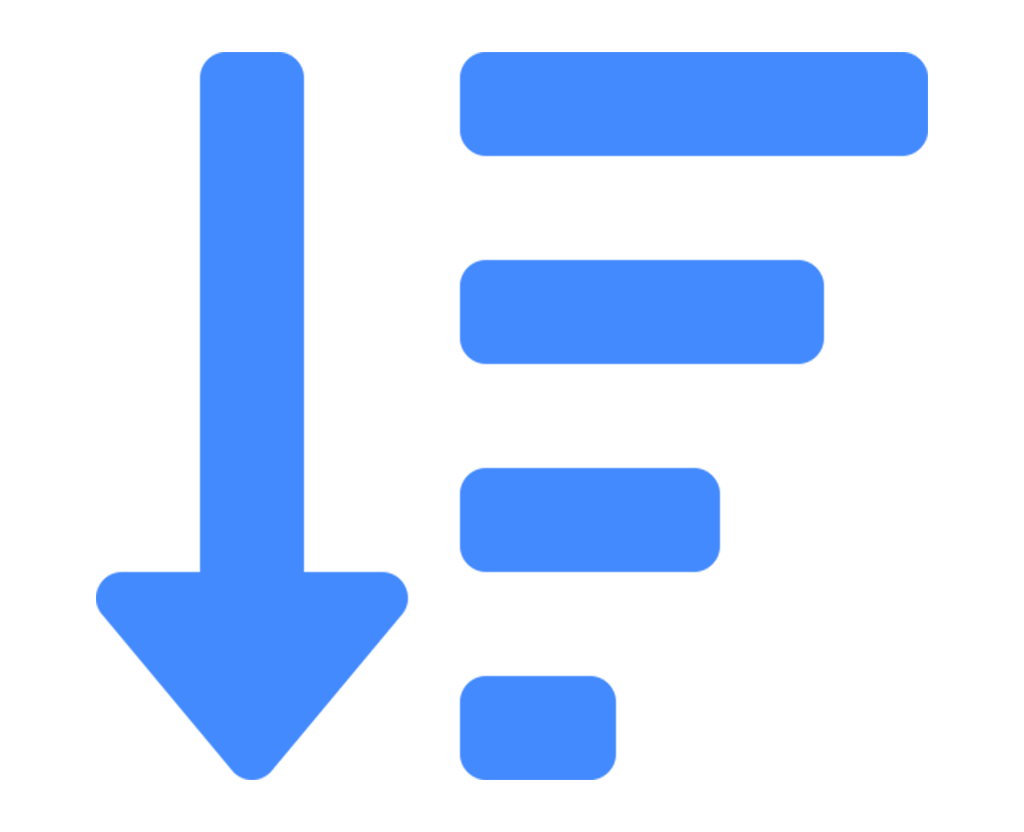 Down arrow with list