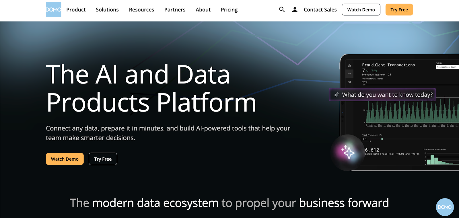 Domo website homepage