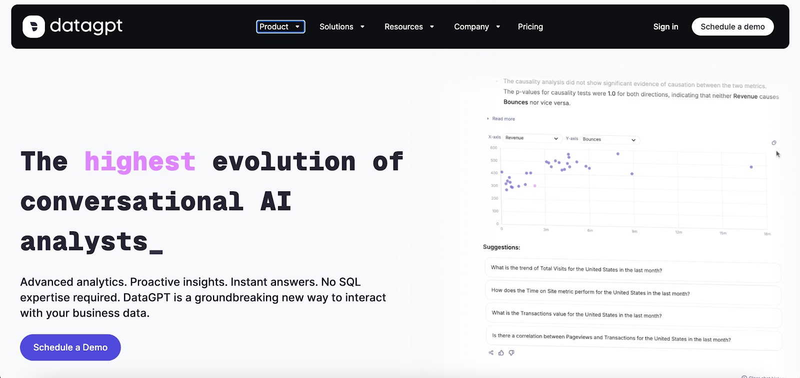 DataGPT website homepage