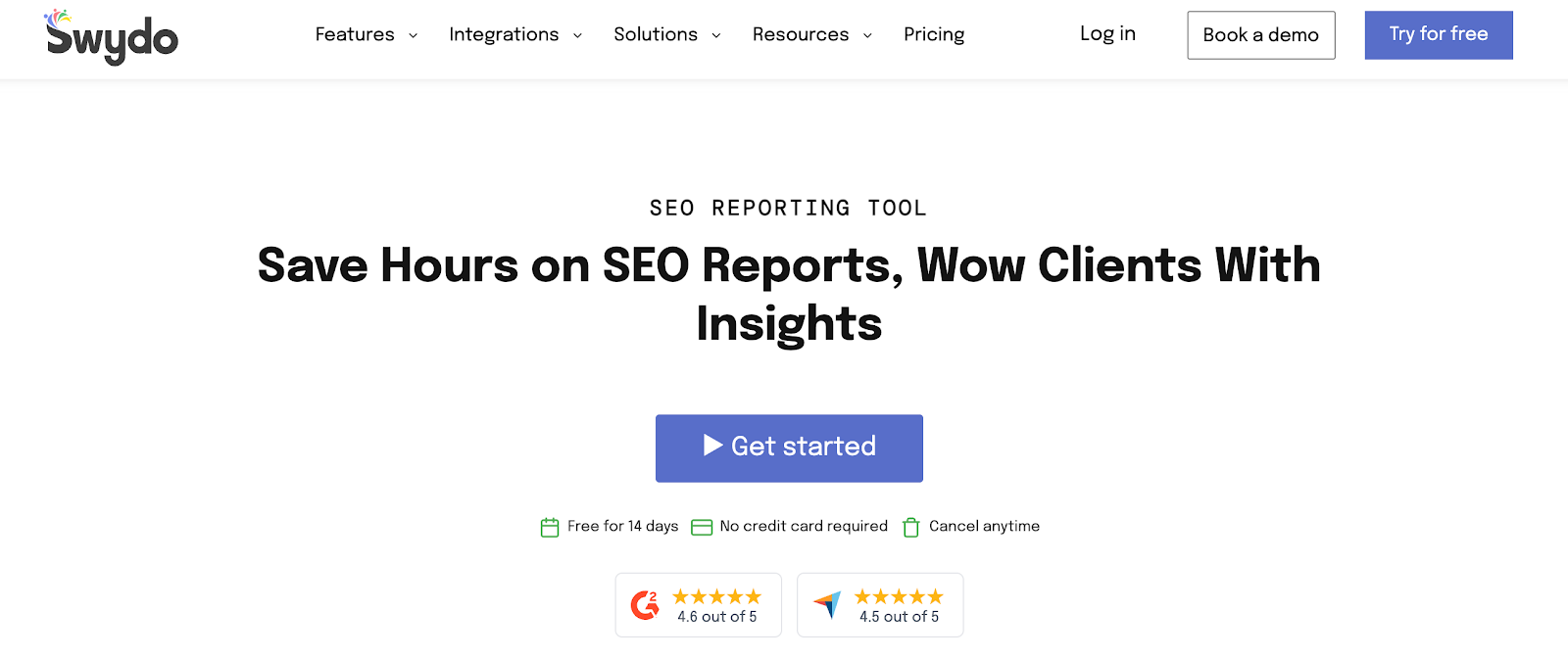 Swydo website homepage