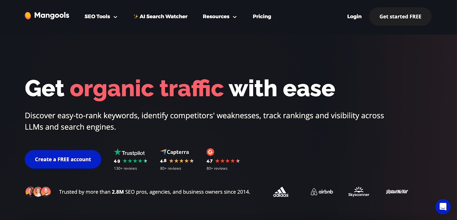 Mangools website homepage