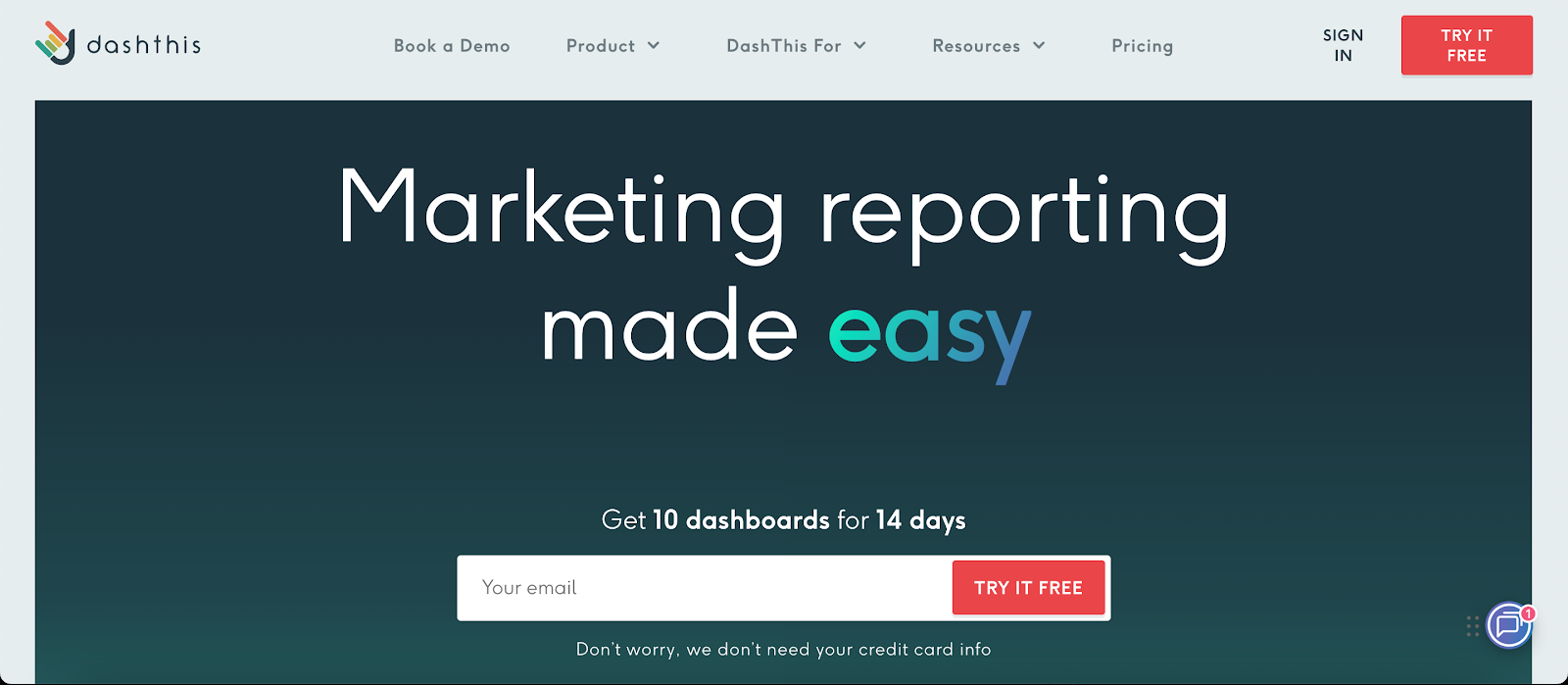 DashThis website homepage