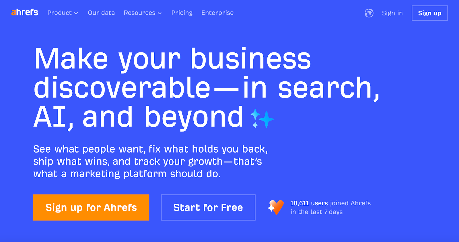 Ahrefs website homepage