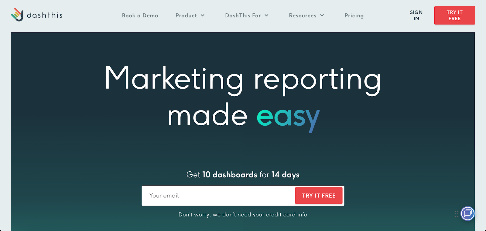 DashThis website homepage