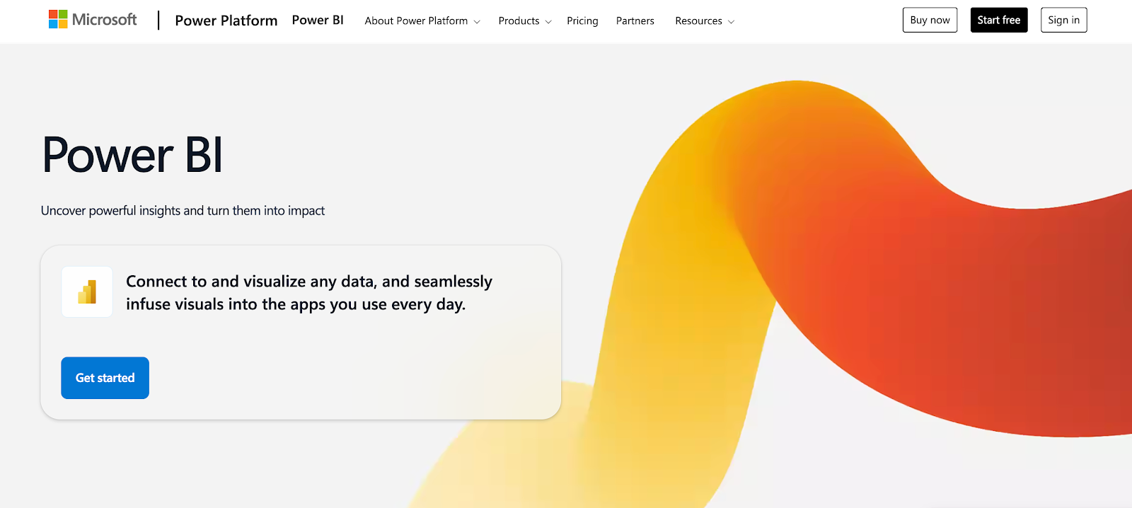 Microsoft Power BI website homepage