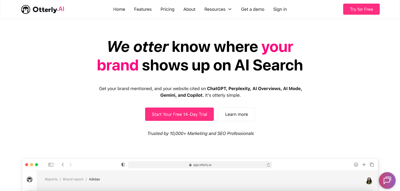 Otterly website homepage