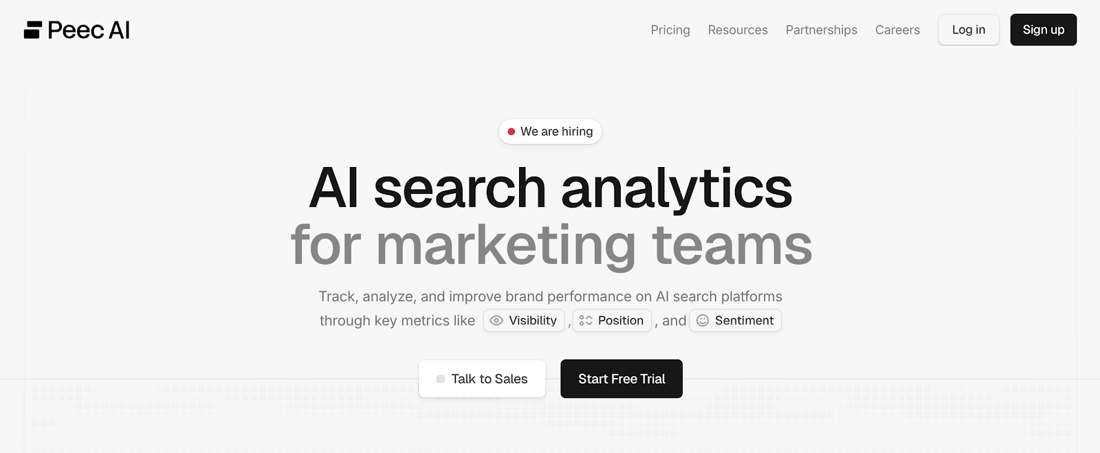 Peec AI website homepage