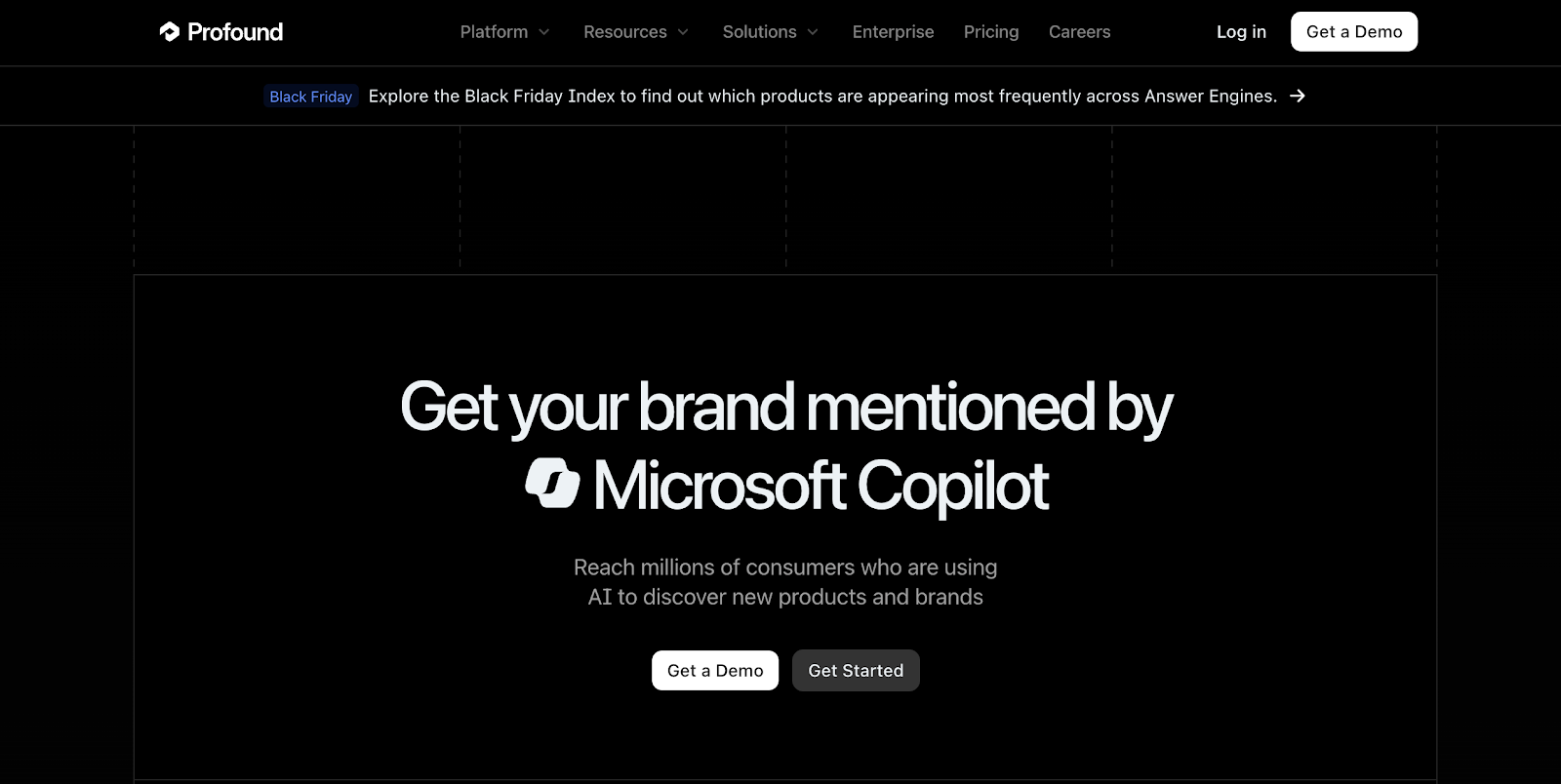 Profound website homepage