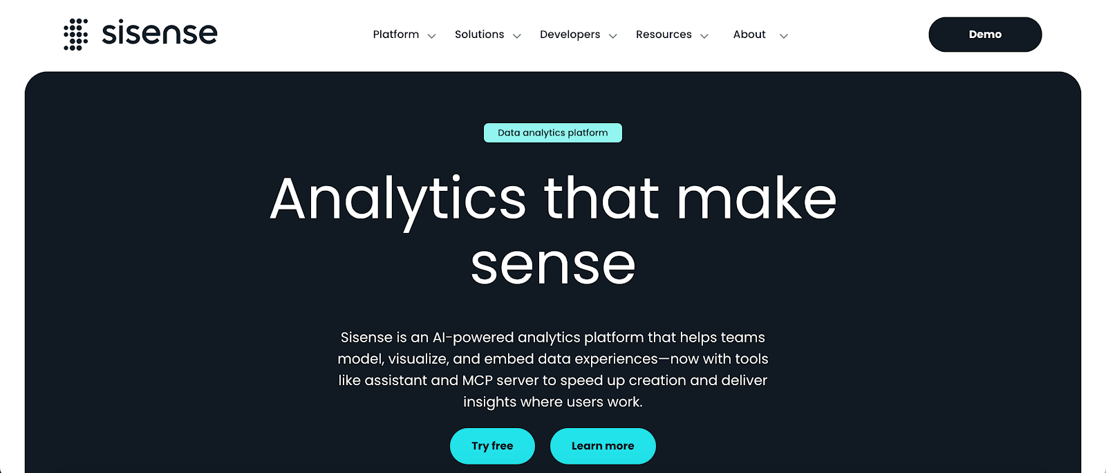 Sisense website homepage
