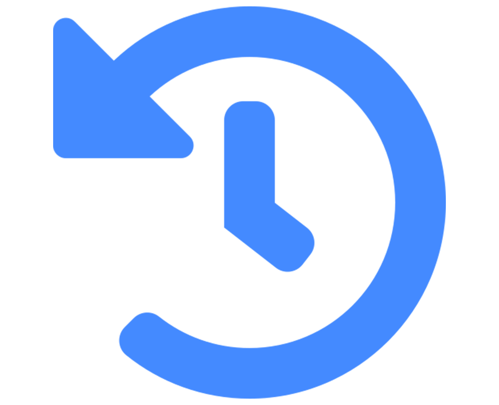 Clock with a rewind arrow