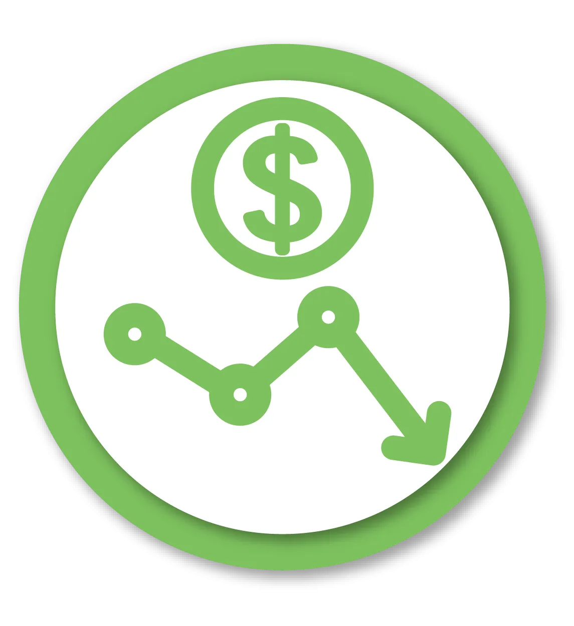 Trend arrow with dollar sign above it