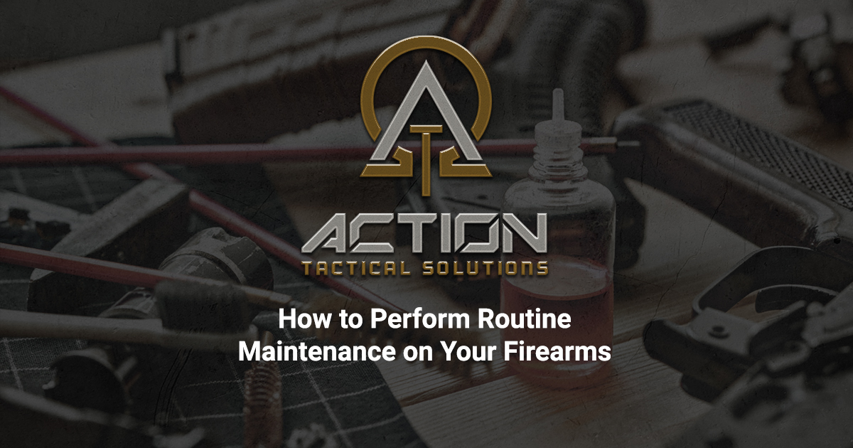 firearm cleaning supplies on wood table