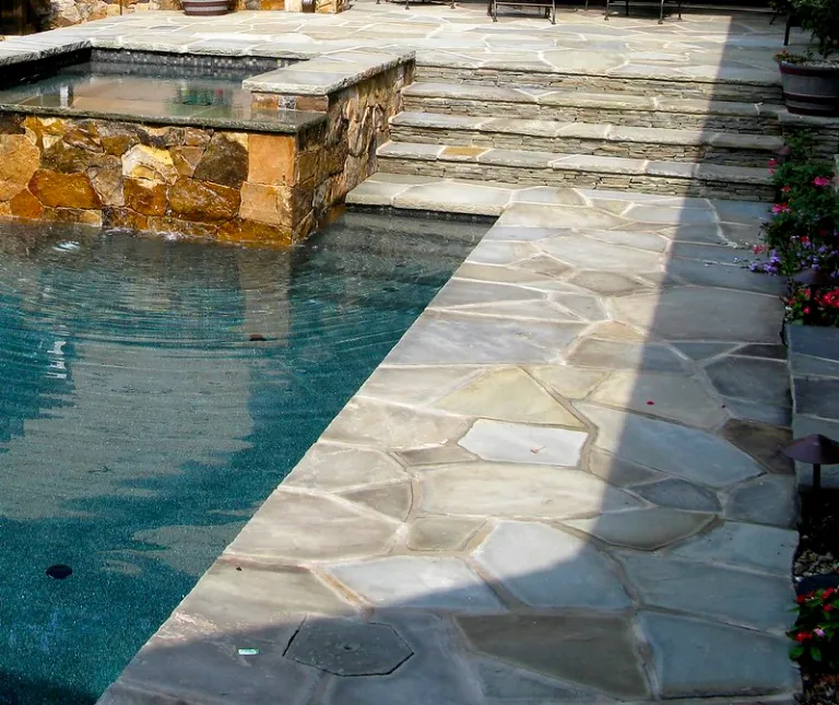 treated natural stone in pool