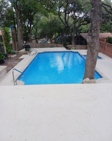 freshly renovated concrete pool deck
