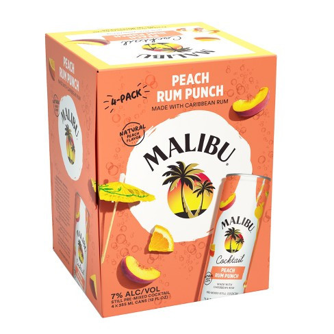 Malibu Peach Punch 4 Pack 355ml