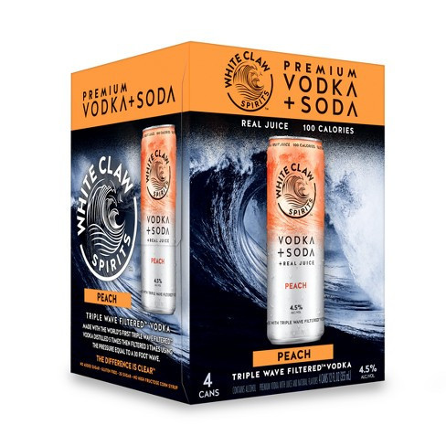 WHITE CLAW PEACH 4@355M VODKA SODA