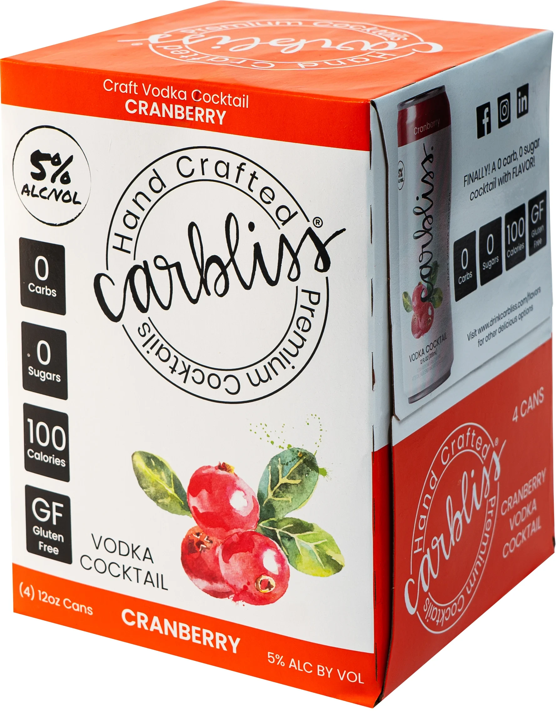 CARBLISS CRANBERRY 4@355M COCKTAILS VODKA CAN