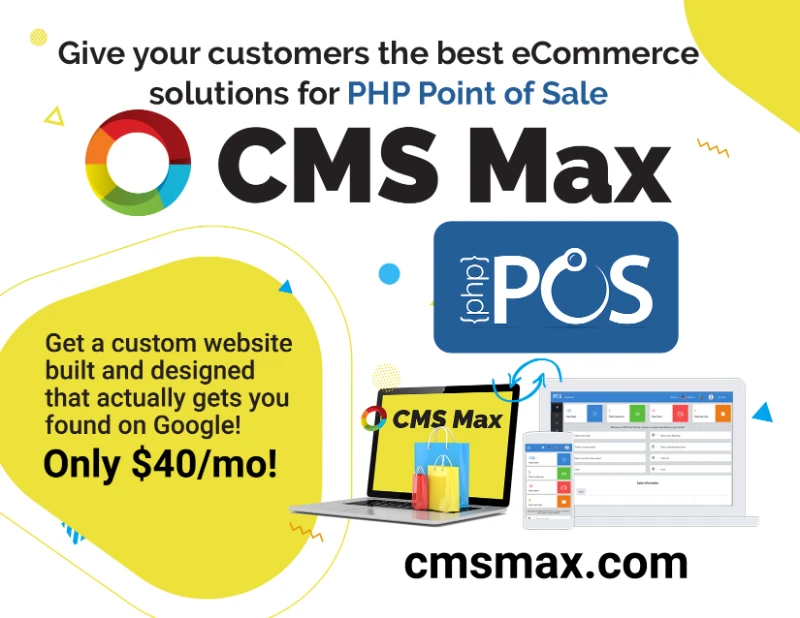 PHP Point of Sale and CMS Max Integration Dashboard