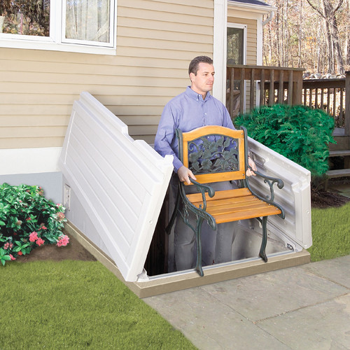 man coming through a new basement bulkhead door