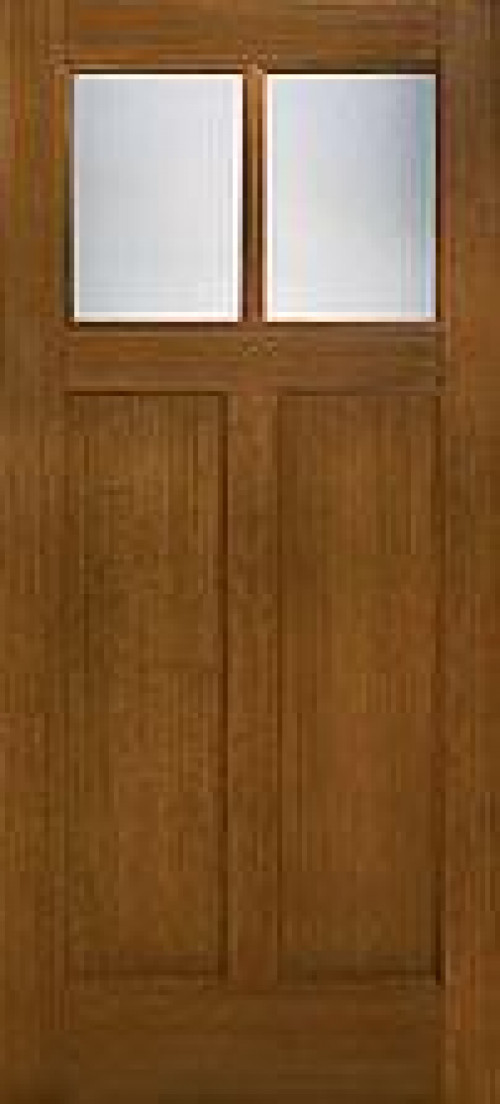 American Style Collection fiberglass entry doors with two windows