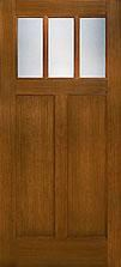 American Style Collection fiberglass entry doors with three window grid