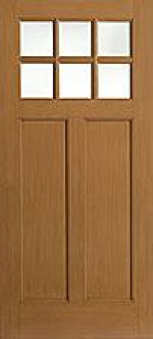 American Style Collection fiberglass entry doors with 6 window grid