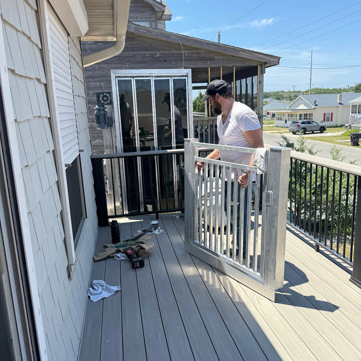 mike installing a mobility aid home elevator from ams lifts