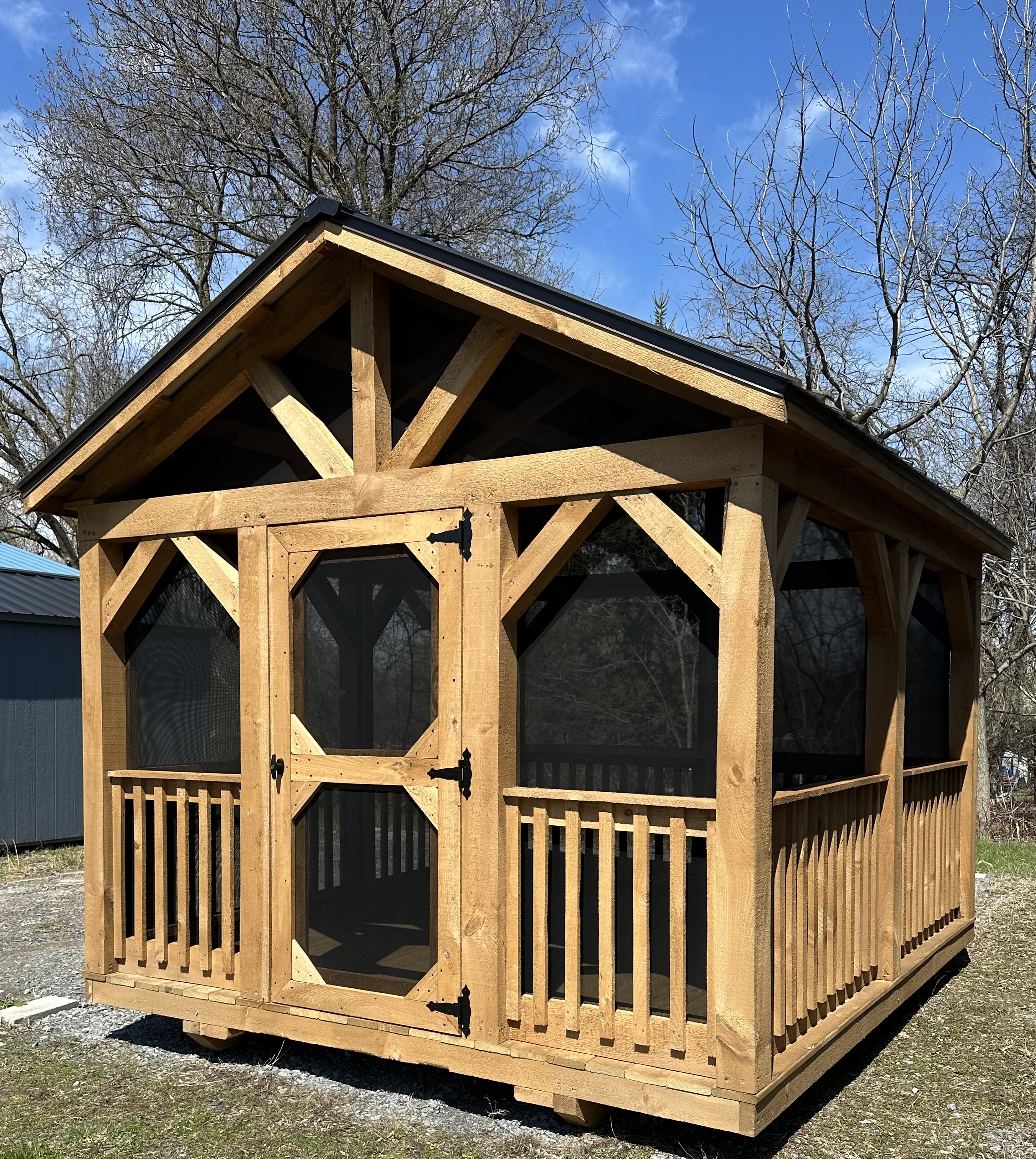 10x12 Rustic Screened Pavilion 