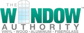 logo for The Window Authority featuring a window graphic and materials listed below