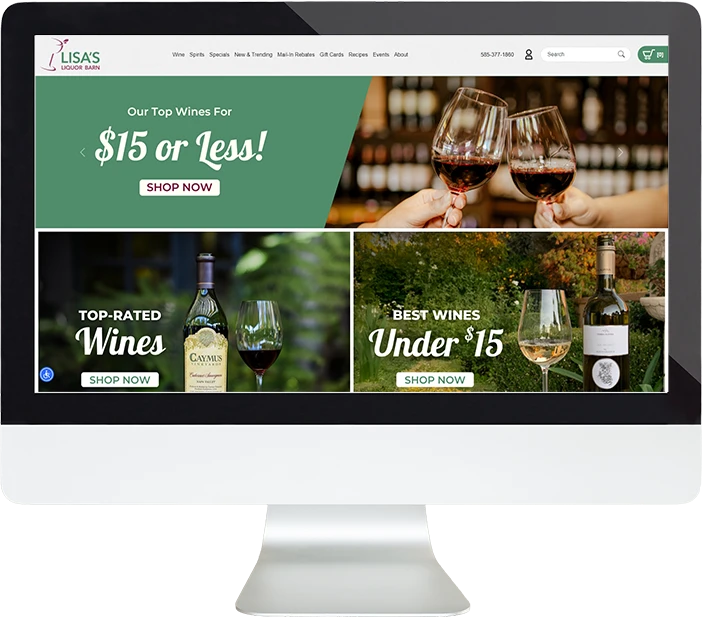 a computer showing a custom website that a marketing agency made