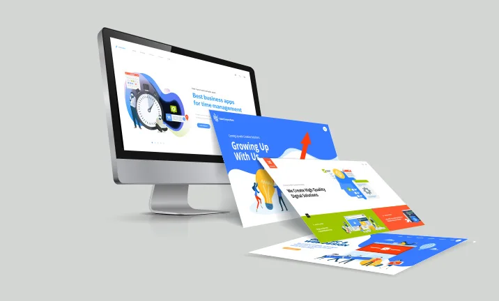 a computer and traditional mail showing all services of the marketing agency