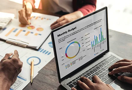 a laptop showing marketing budget for digital marketing services in rochester ny