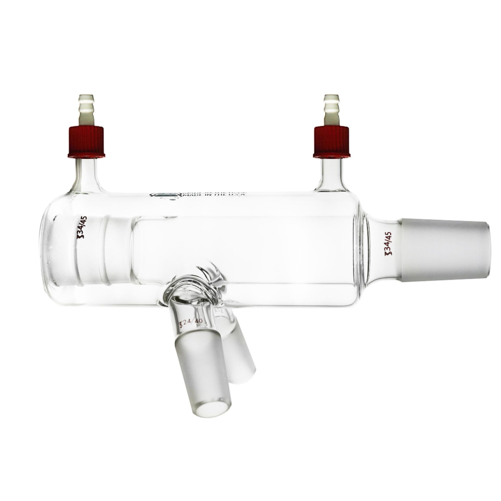 USA Made Two Port Jacketed Swing Arm Adapter Cow - 34/45 Sides - 24/40 Bottom