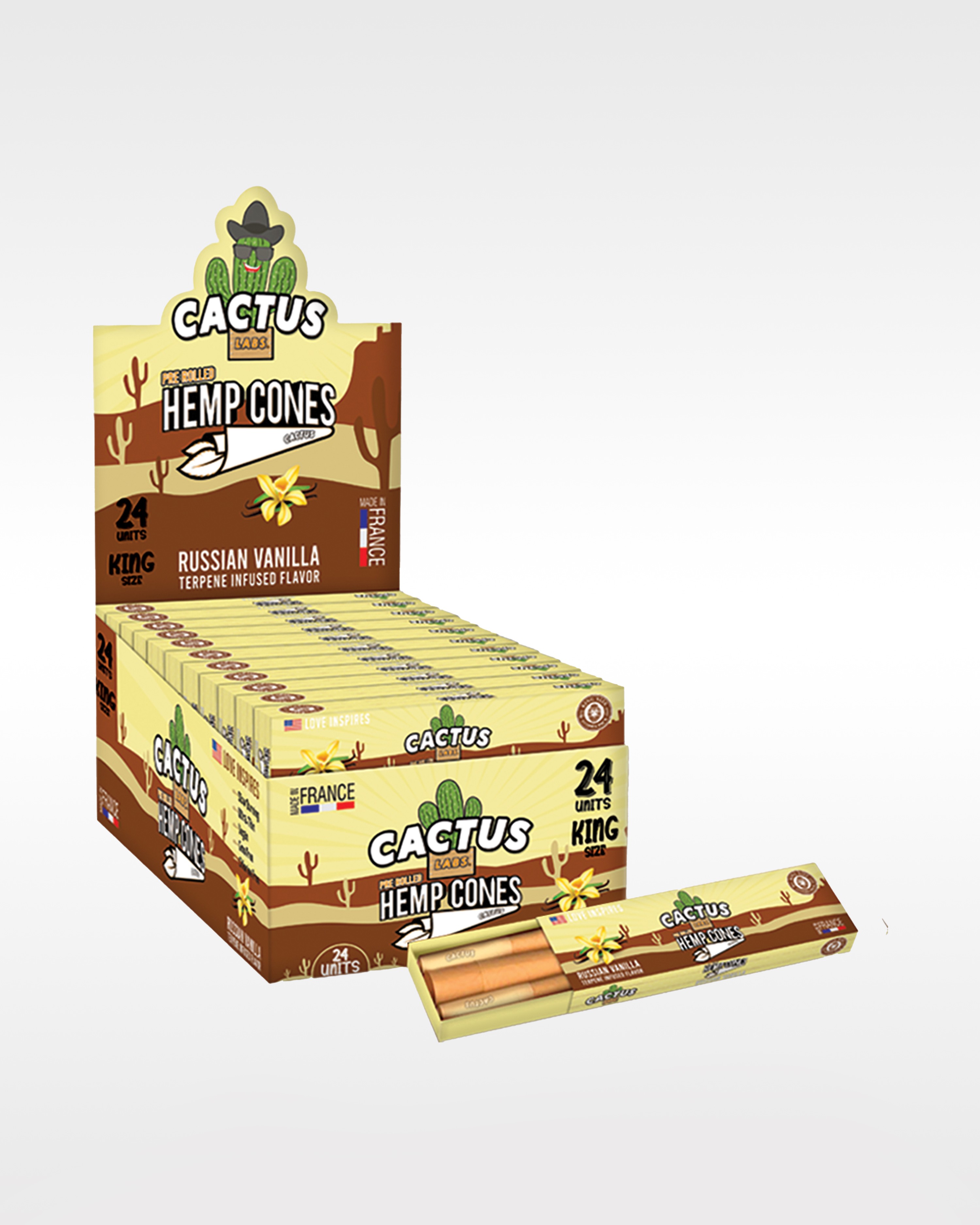 Cactus Hemp Cones King Size - Russian Vanilla