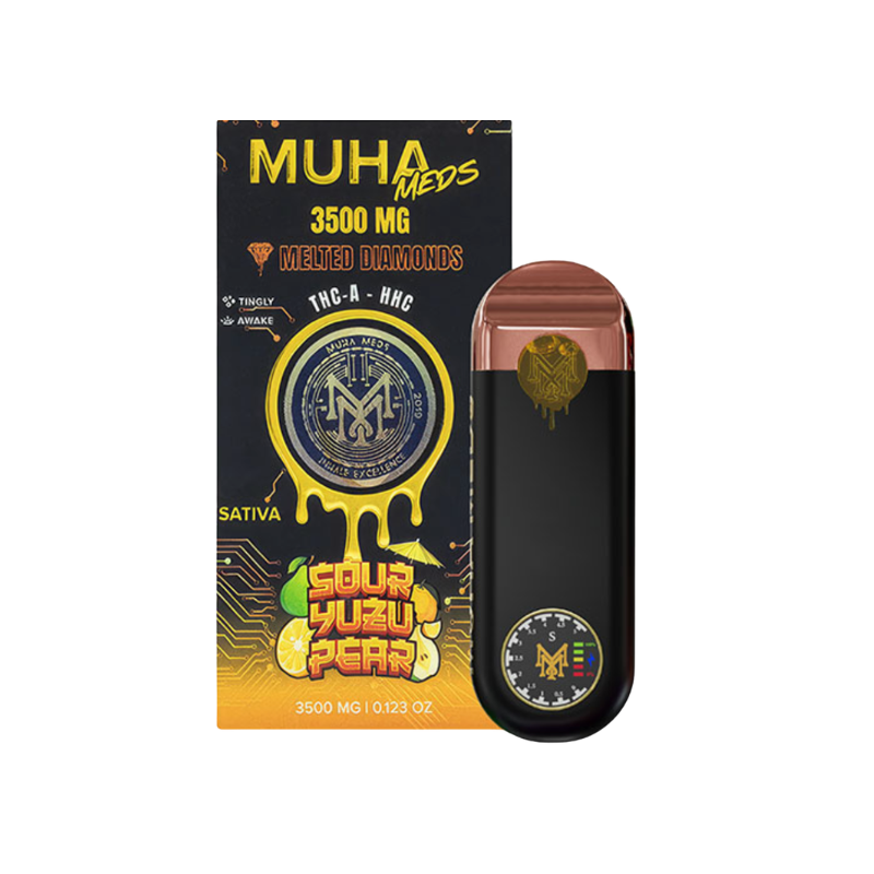 Muha Meds Melted Diamonds - 3.5G Disposable Vape - Sour Yuzu Pear