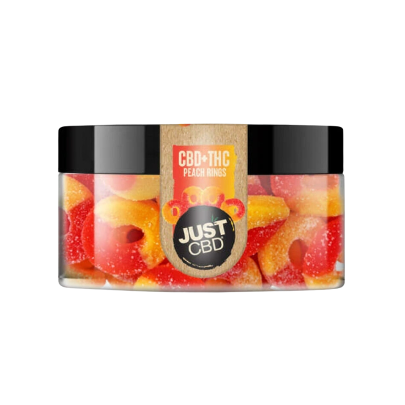 JustCBD 1:1 Gummies - Peach Rings - 15mg CBD + 15mg THC