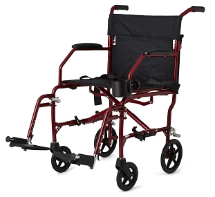 Medline Ultralight Transport Chair, Red