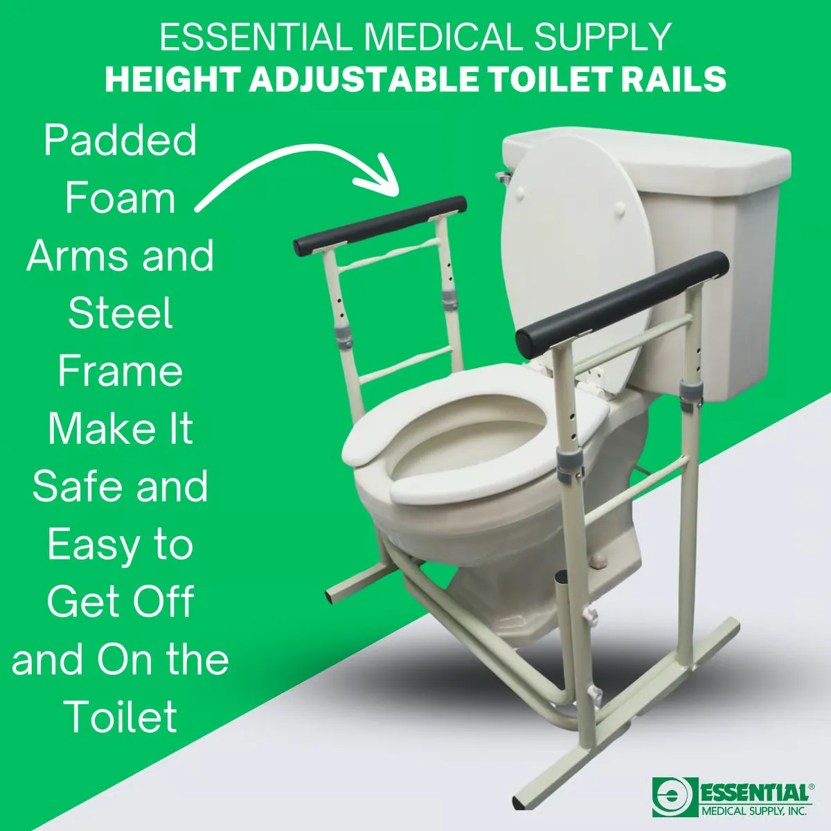 Essential Height Adjustable Standing Toilet Rails