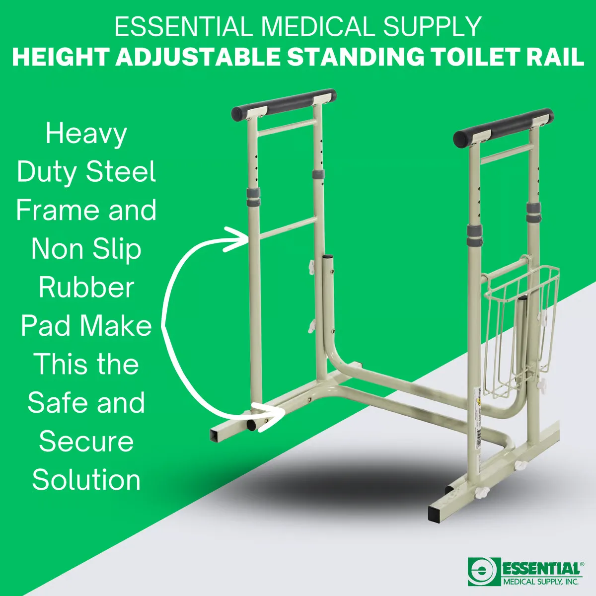 Essential Height Adjustable Standing Toilet Rails