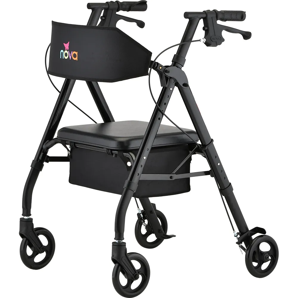 Star 6 Wide-Back Rollator, Black