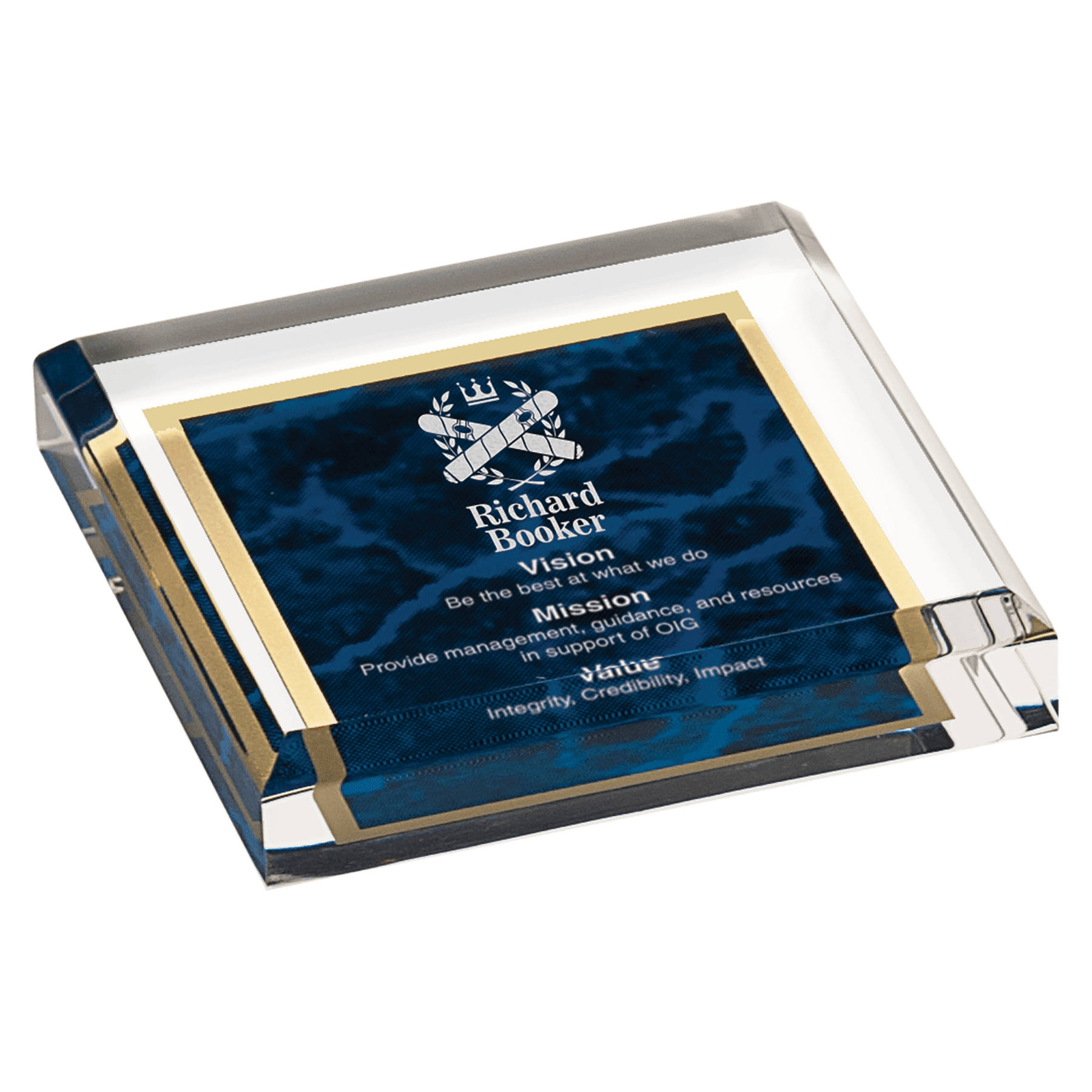 Blue Marble Acrylic Paperweight