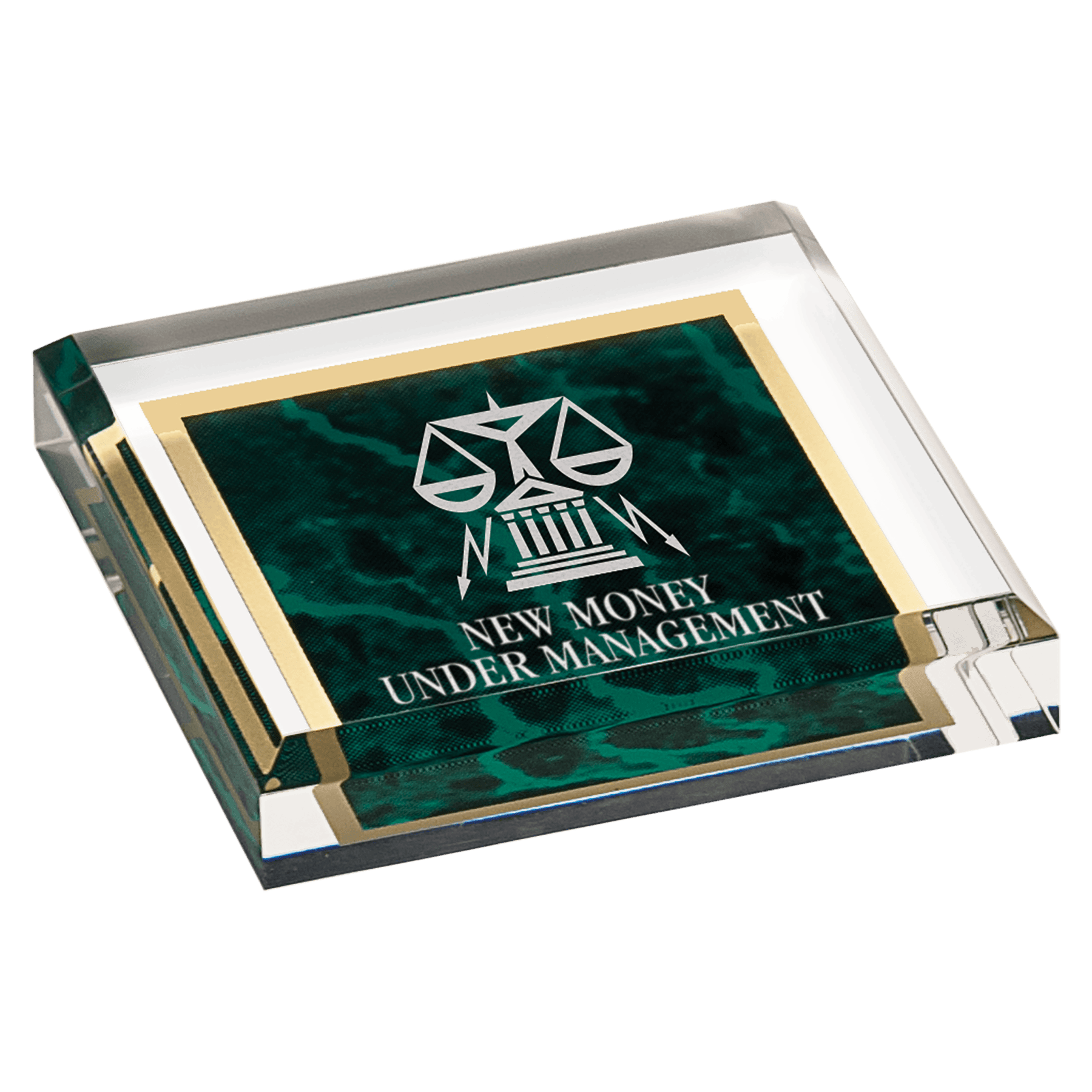 Green Marble Acrylic Paperweight