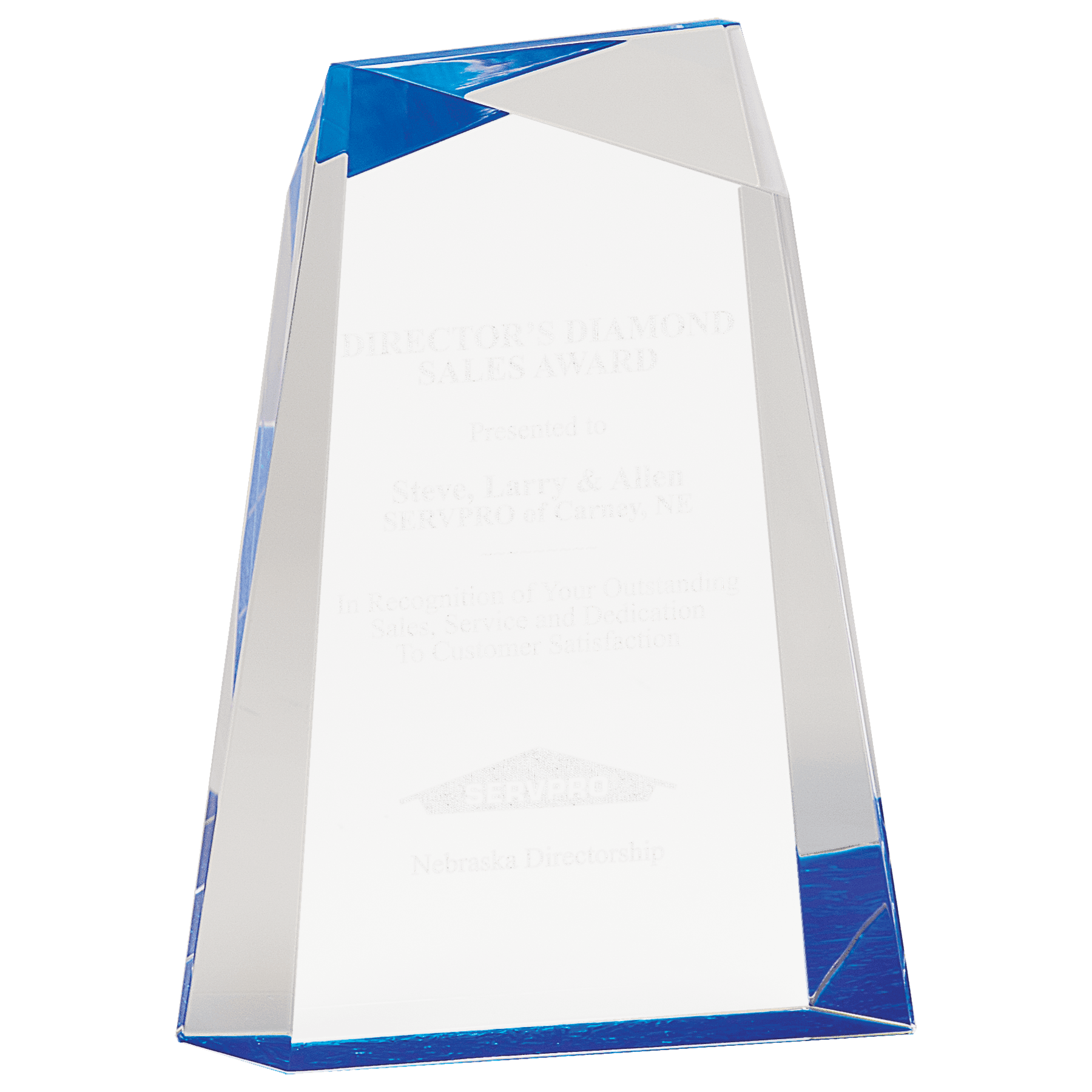 Blue Acrylic Facet Wedge