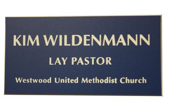 Name Tags Blue on White With Square Corners