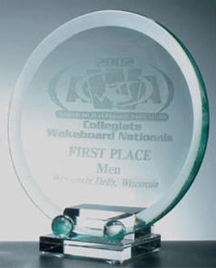 Crystal Beveled Round Plate Award