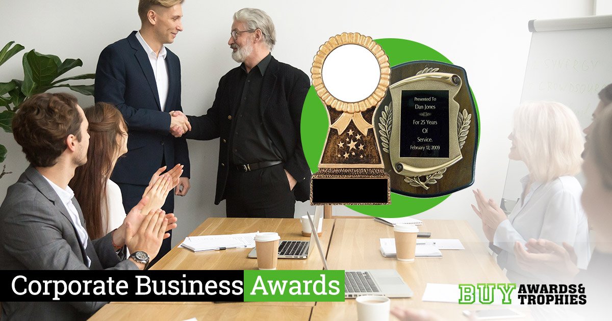 Corporate business meeting presenting award to employee