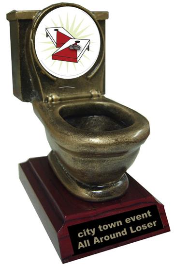 Resin Cornhole Toilet Trophy