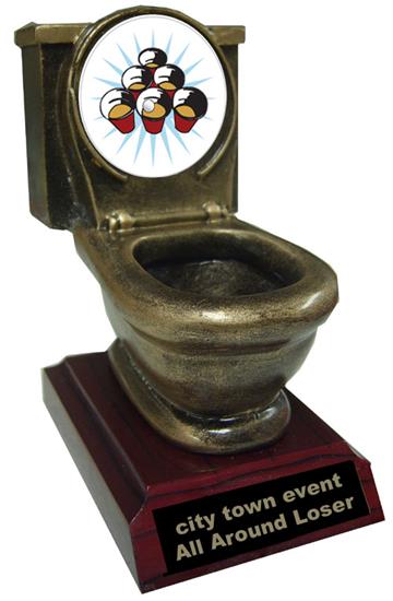 Resin Beer Pong Toilet Trophy