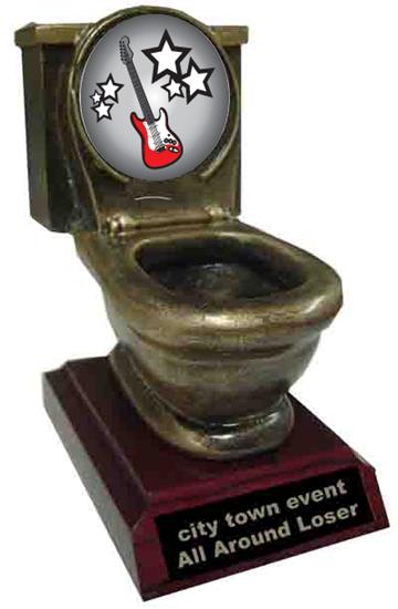 Electric Guitar Toilet Trophy